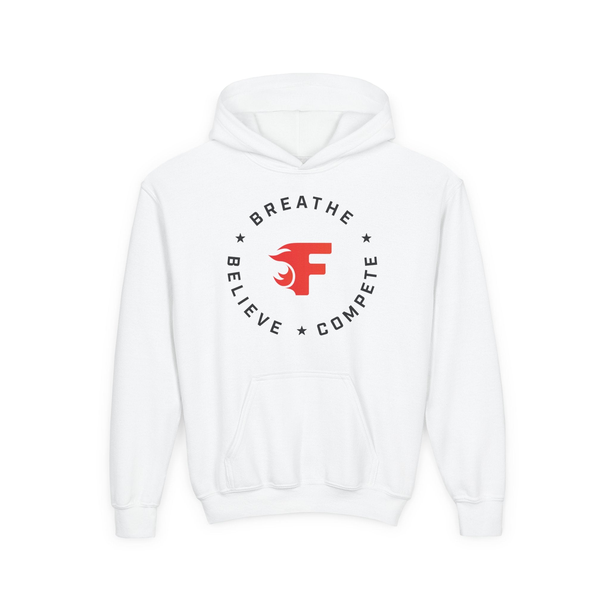 Youth Hoodie - "Breathe Believe Compete" Fuego Logo