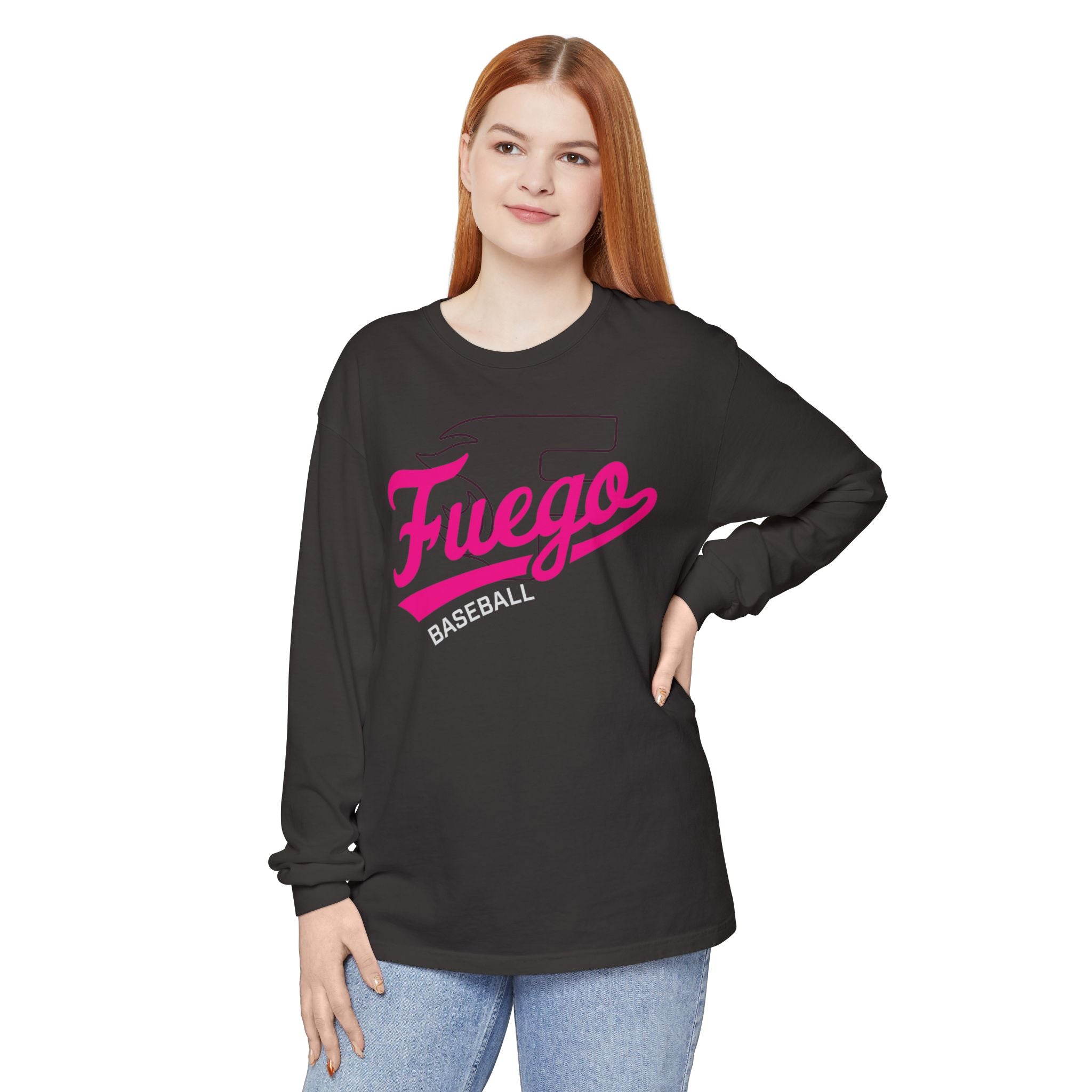 Adult: Think Pink - Fuego Cursive Logo - Long Sleeve Tee