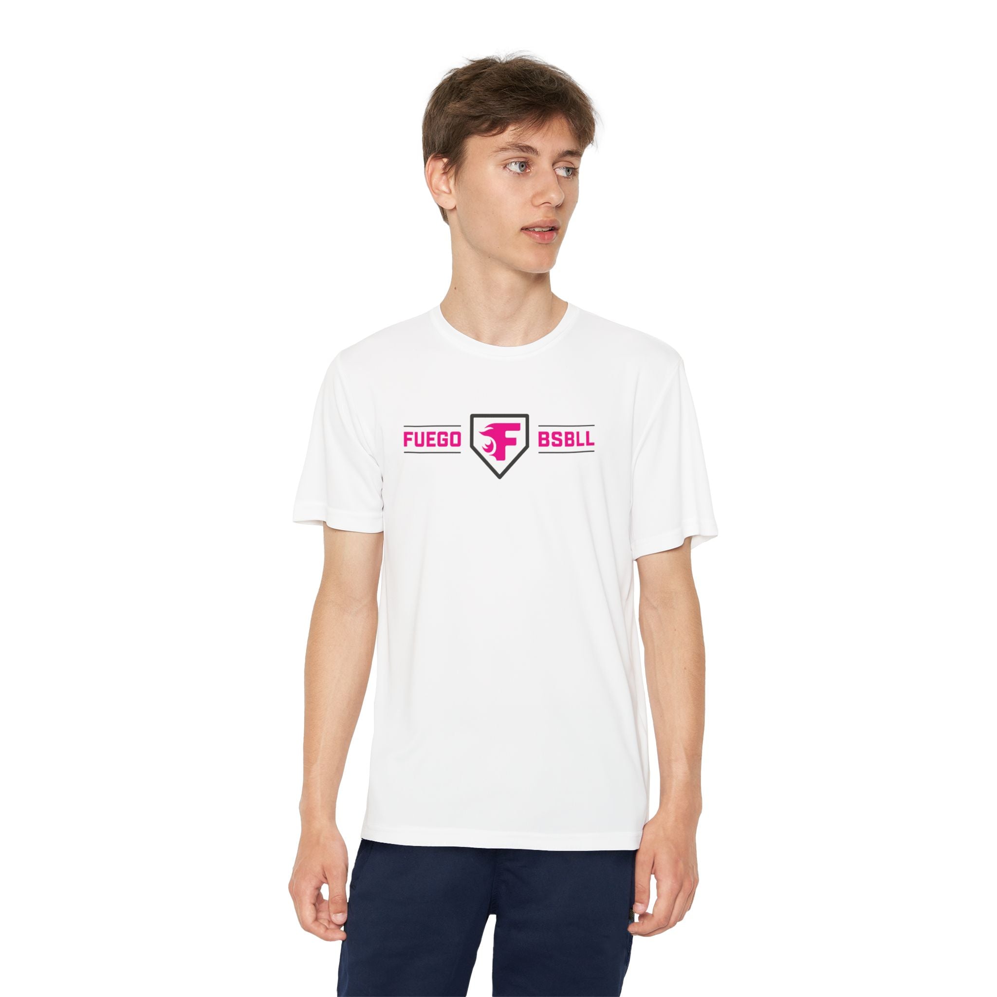 Youth: Think Pink - Fuego Baseball and Home Plate - Tech Tee