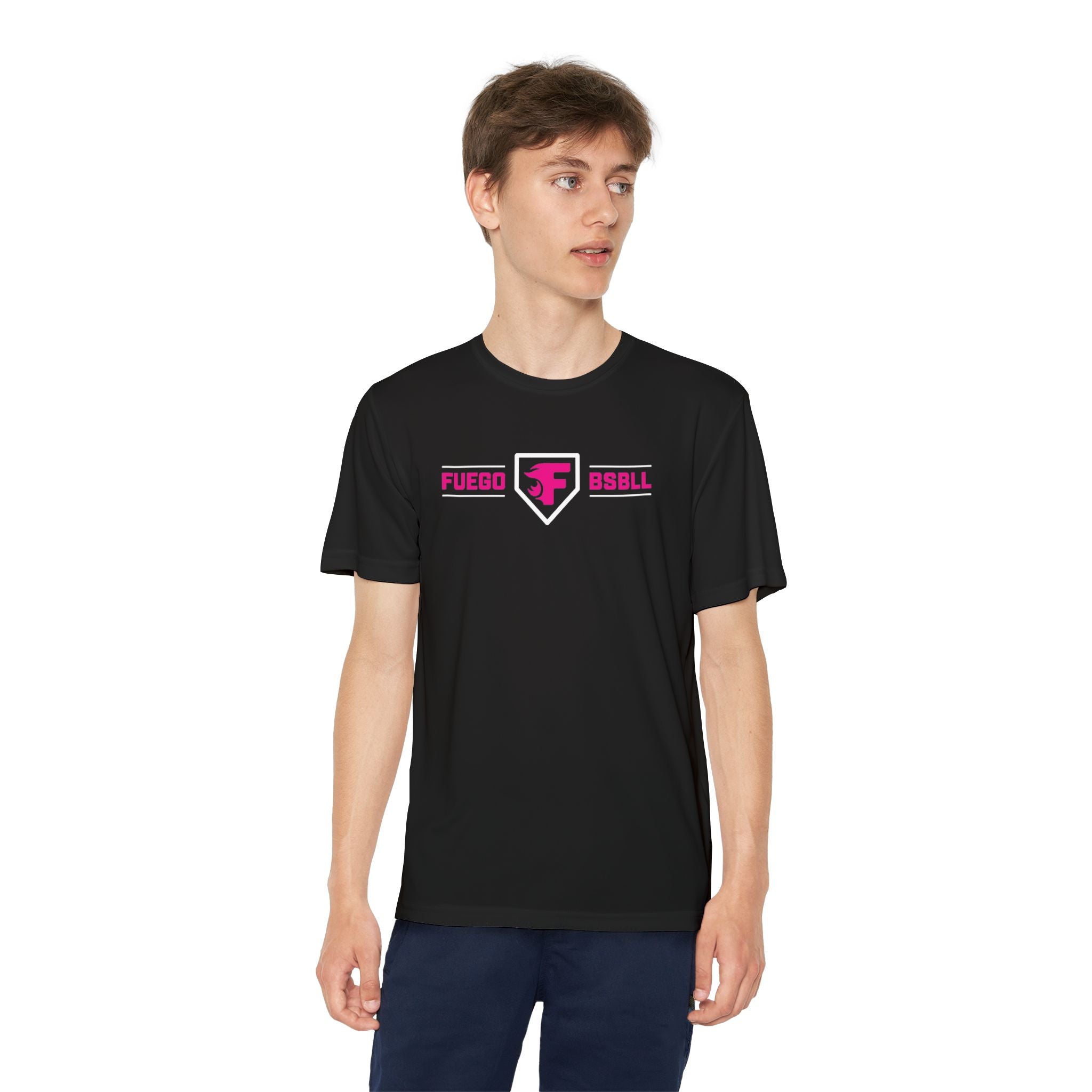 Youth: Think Pink - Fuego Baseball and Home Plate - Tech Tee