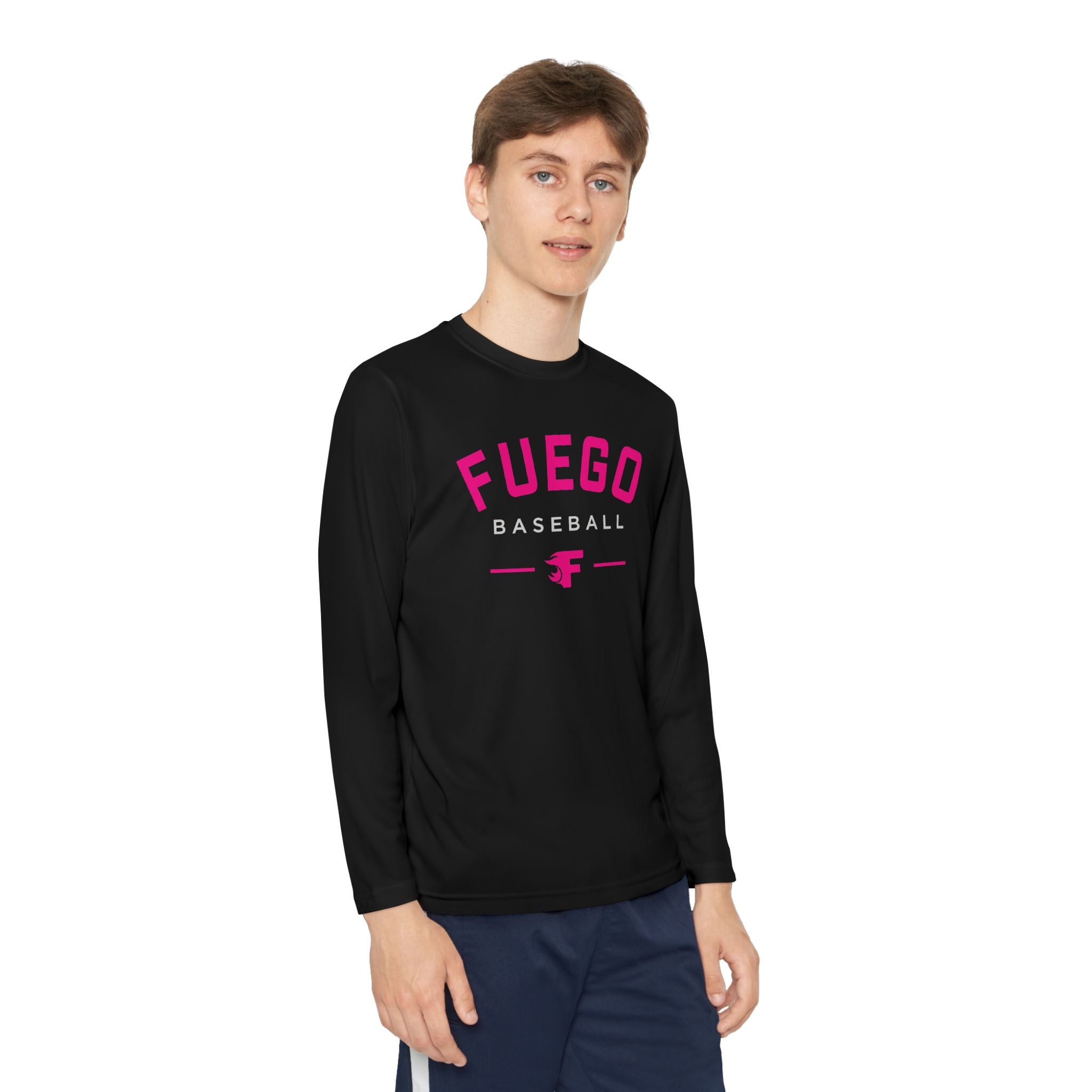 Youth: Think Pink - Fuego "Round" Logo - Long Sleeve Tech Tee