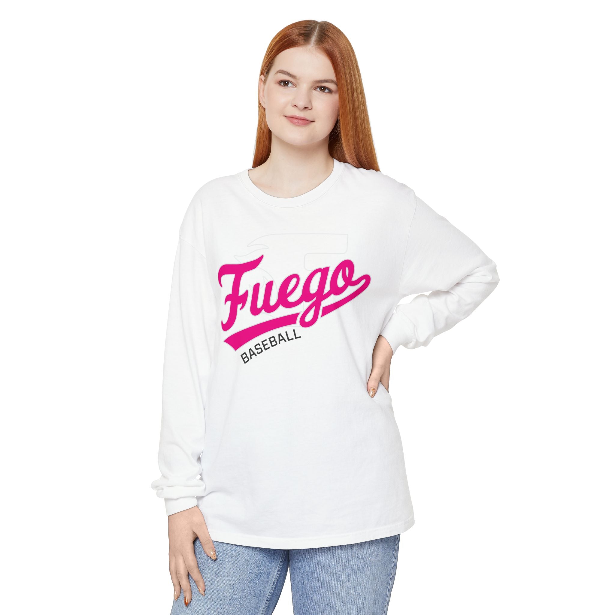 Adult: Think Pink - Fuego Cursive Logo - Long Sleeve Tee