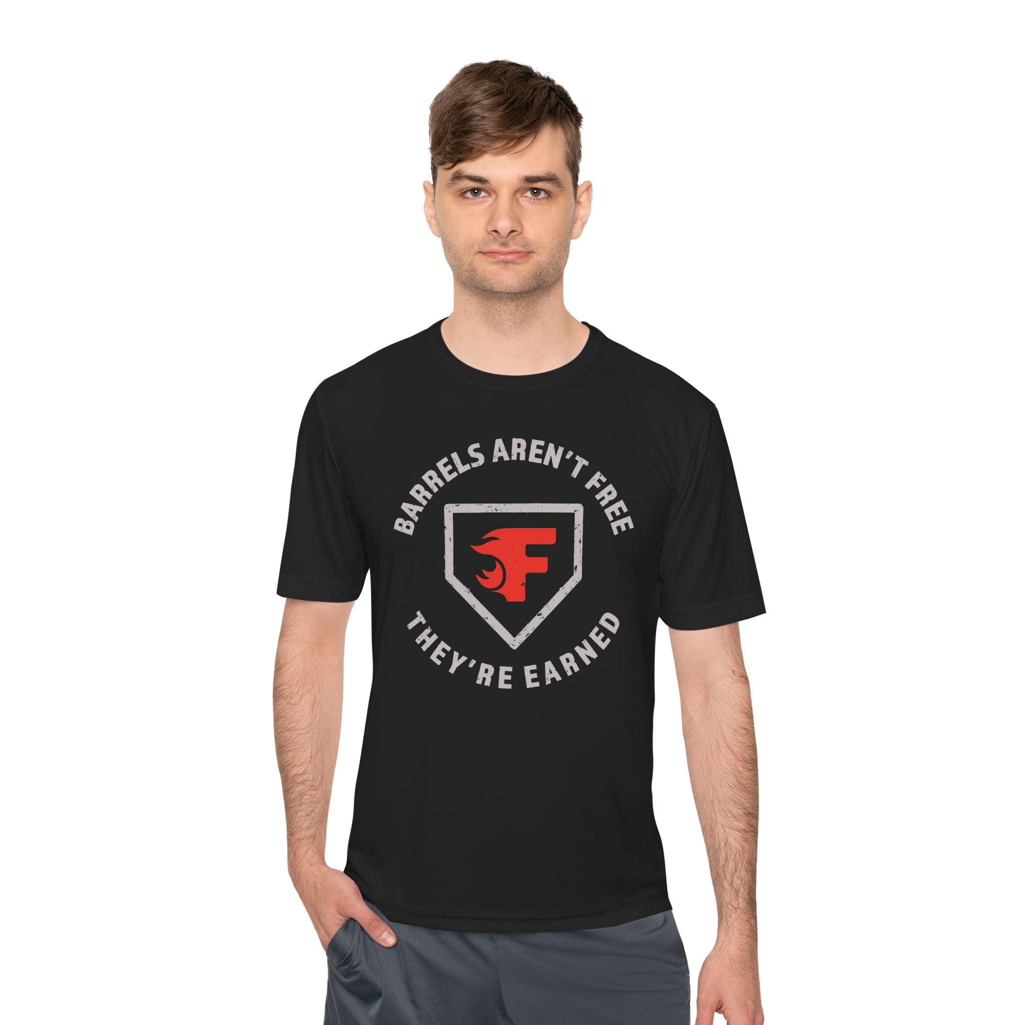 Adult: Barrels Aren't Free Performance Tee (Dark)