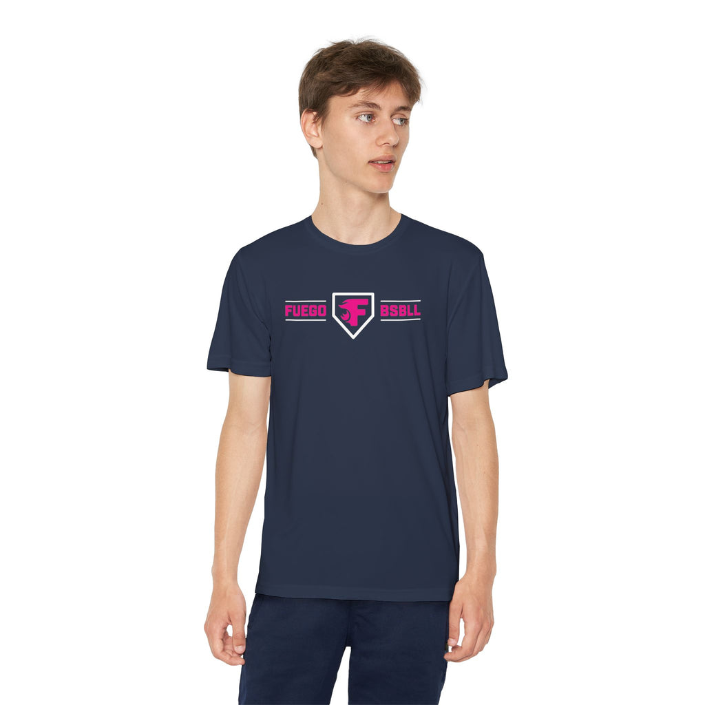 Youth: Think Pink - Fuego Baseball and Home Plate - Tech Tee