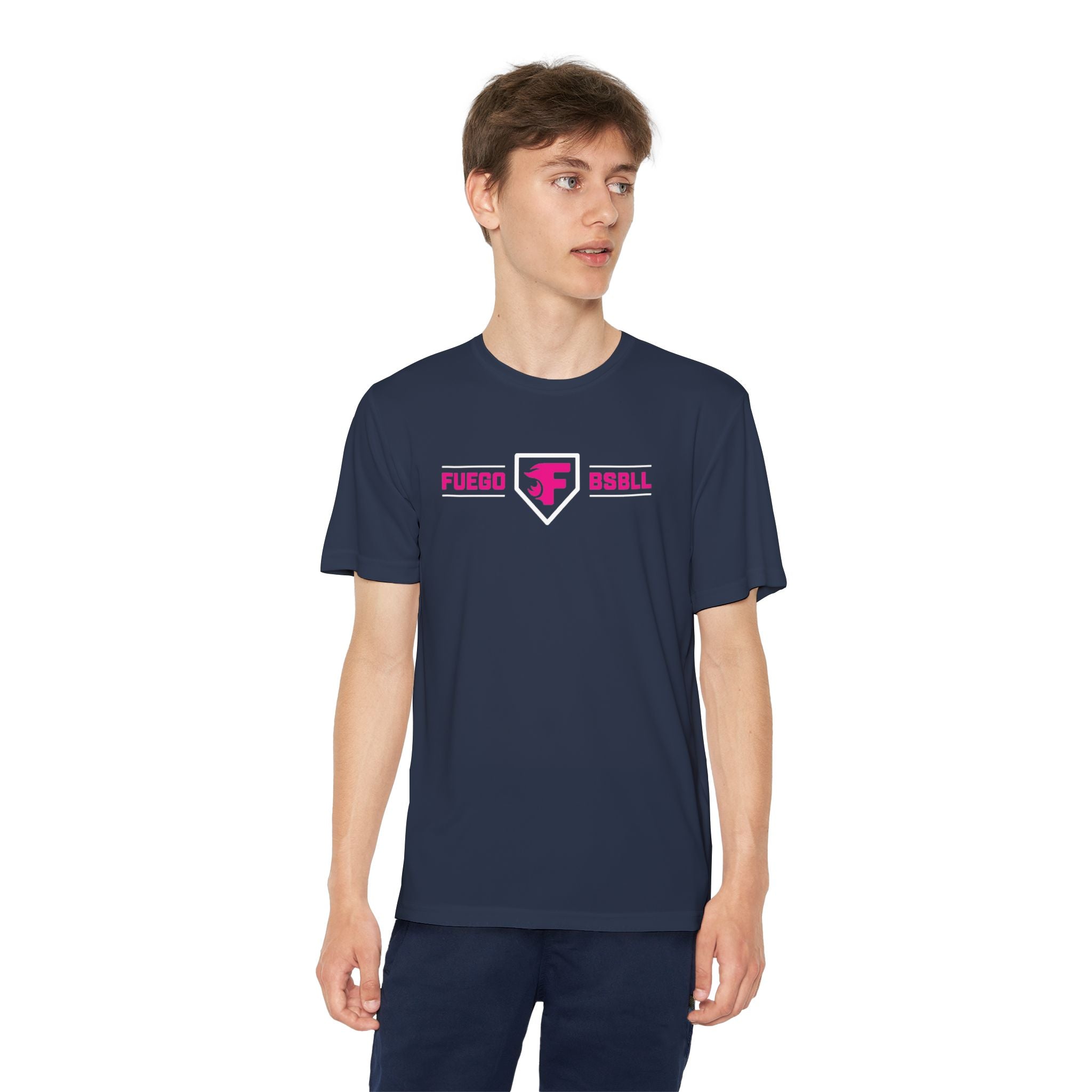Youth: Think Pink - Fuego Baseball and Home Plate - Tech Tee