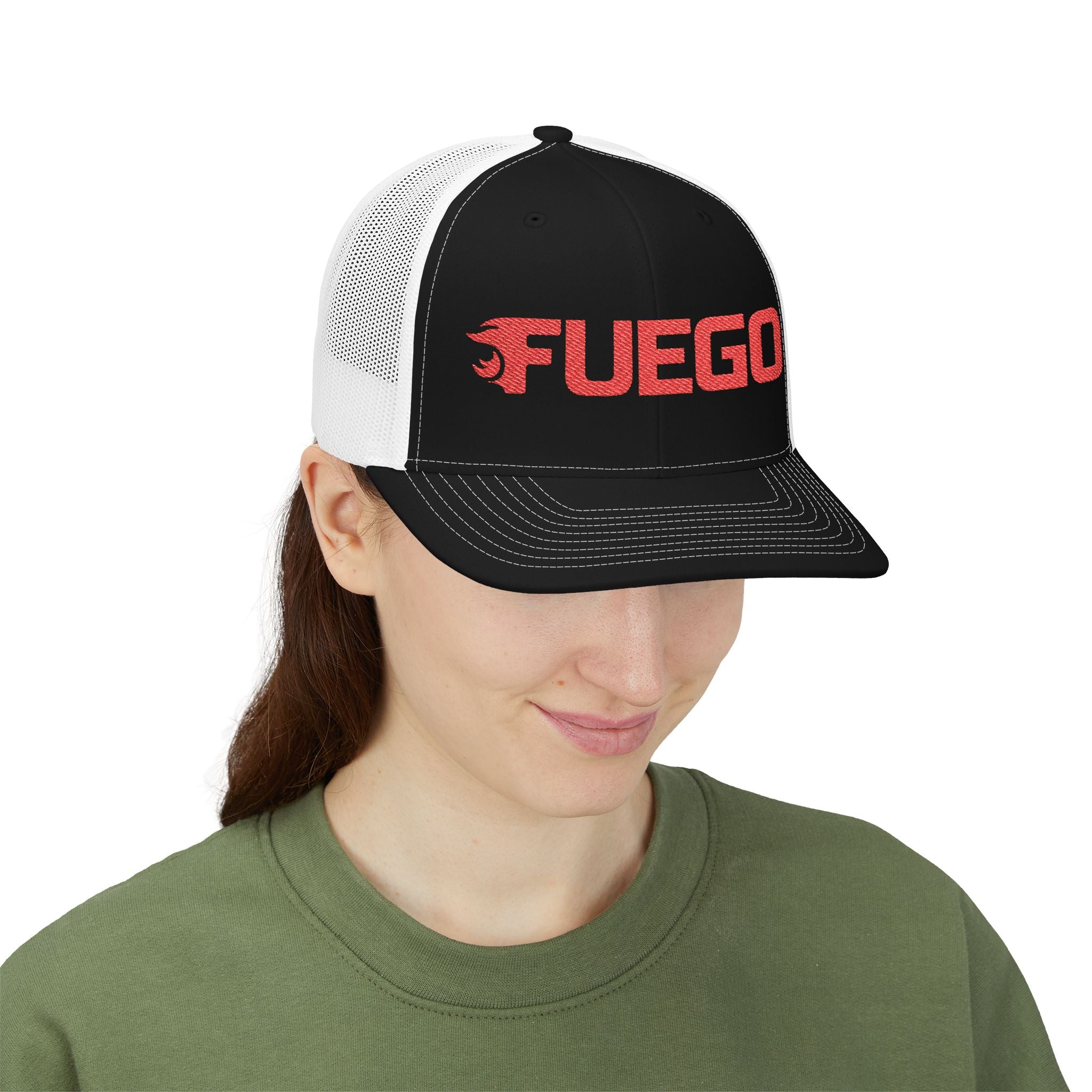 Fuego Orange Wordmark Trucker Cap — Snapback Hat