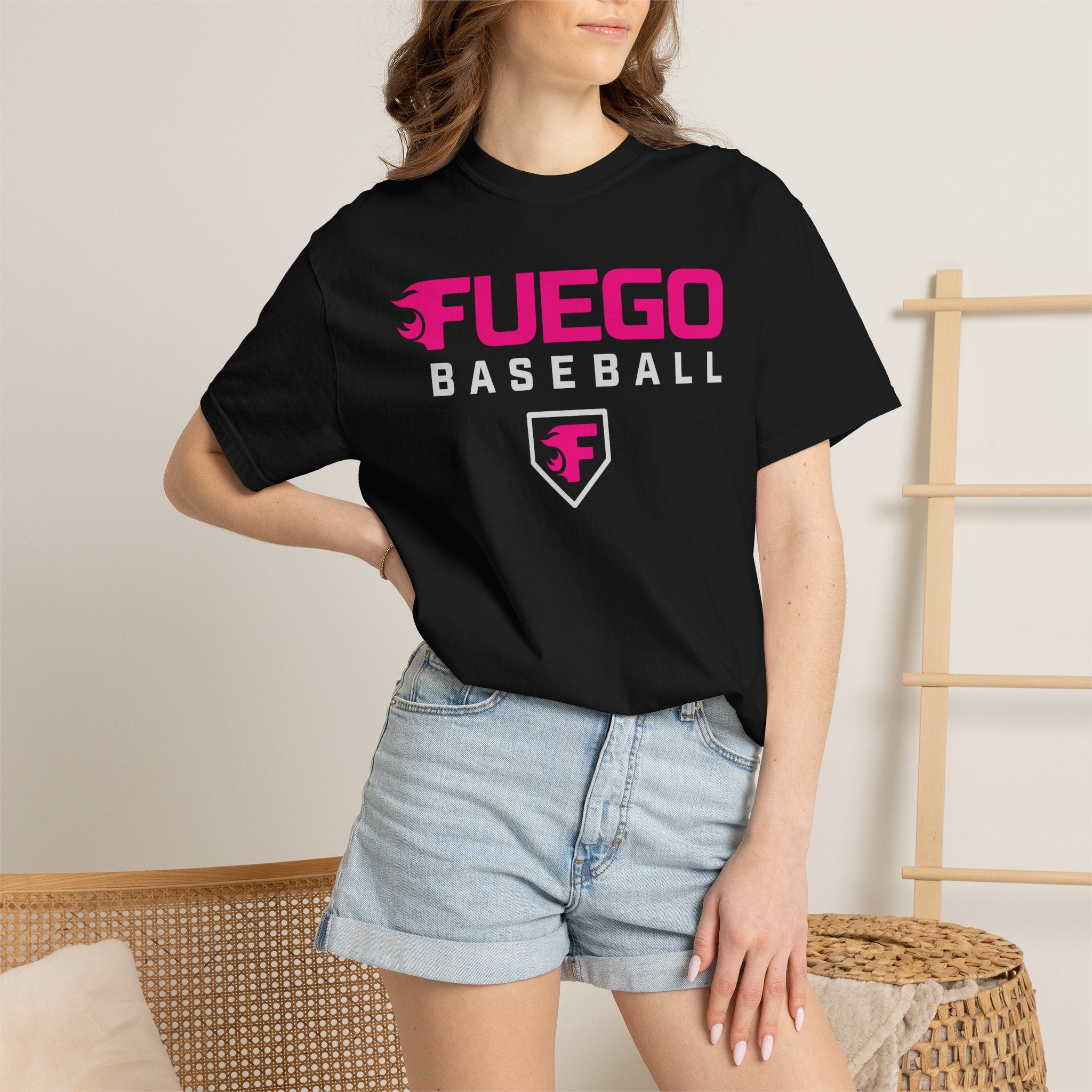 Adult: Think Pink - Fuego Wordmark Logo with Home Plate — Vintage Athletic Tee