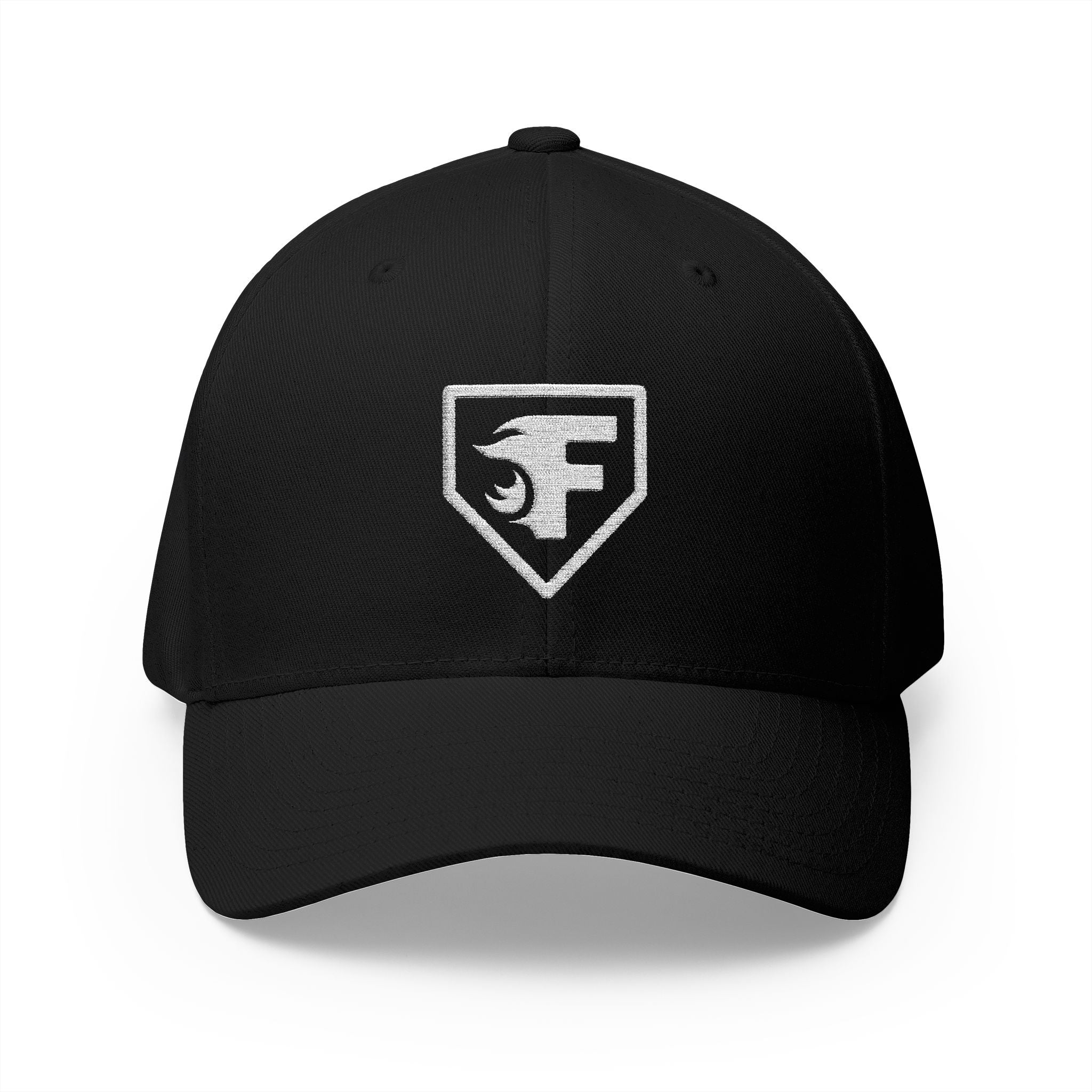 Embroidered Shield Logo Cap — Flex-Fit Baseball Hat