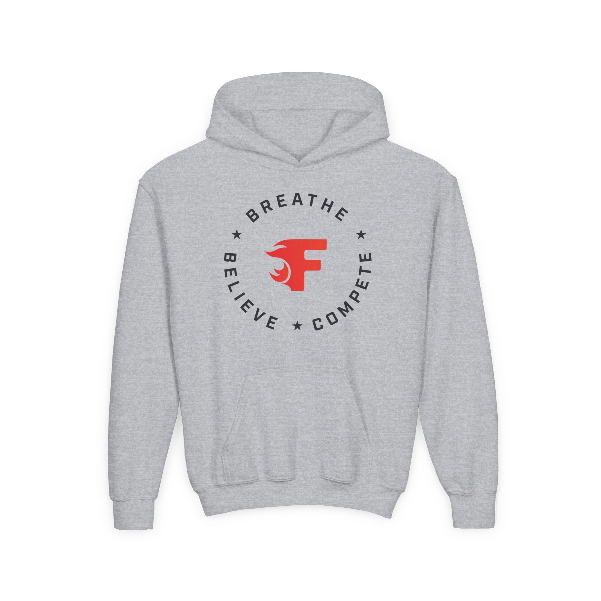 Youth Hoodie - "Breathe Believe Compete" Fuego Logo