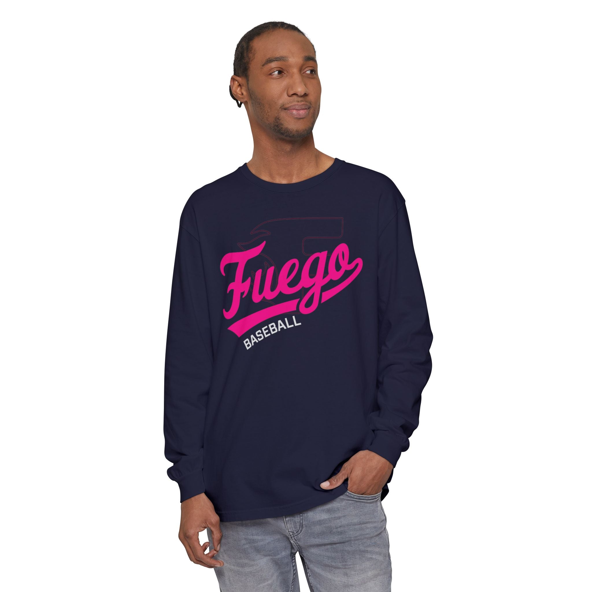 Adult: Think Pink - Fuego Cursive Logo - Long Sleeve Tee