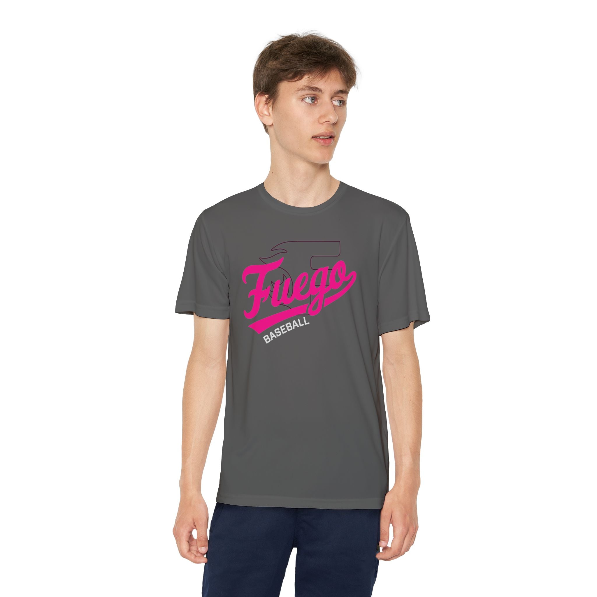 Youth: Think Pink - Fuego "Cursive" Logo - Performance Tee