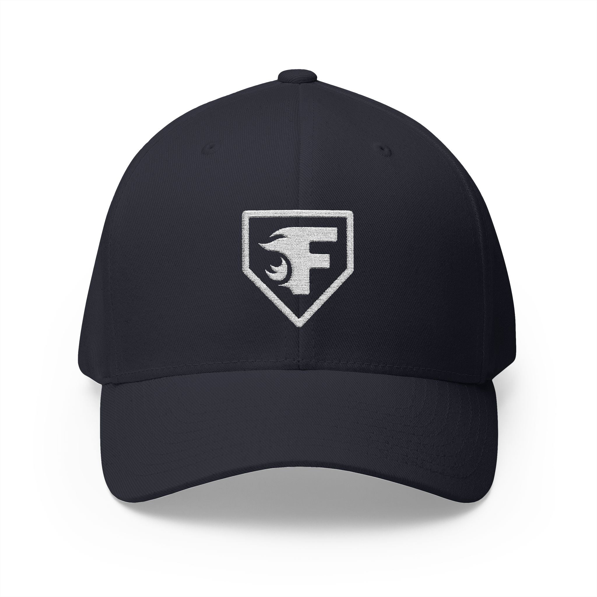 Embroidered Shield Logo Cap — Flex-Fit Baseball Hat
