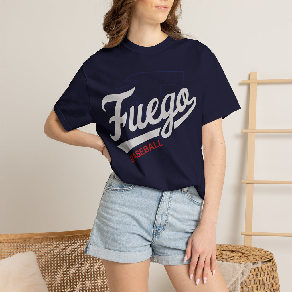 Adult: Unisex Fuego "Cursive Logo" Baseball T-Shirt — Vintage Athletic Tee
