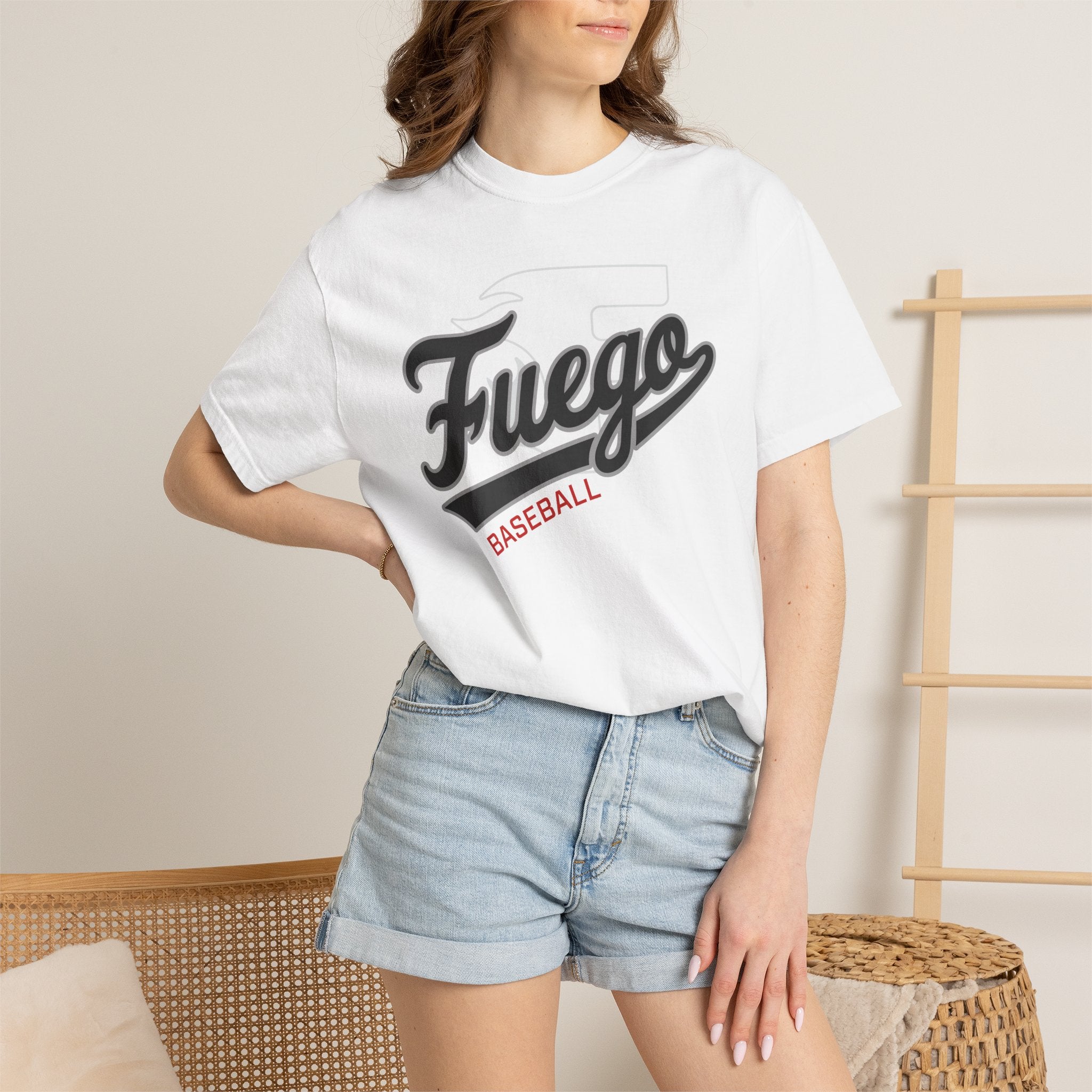 Adult: Unisex Fuego "Cursive Logo" Baseball T-Shirt — Vintage Athletic Tee