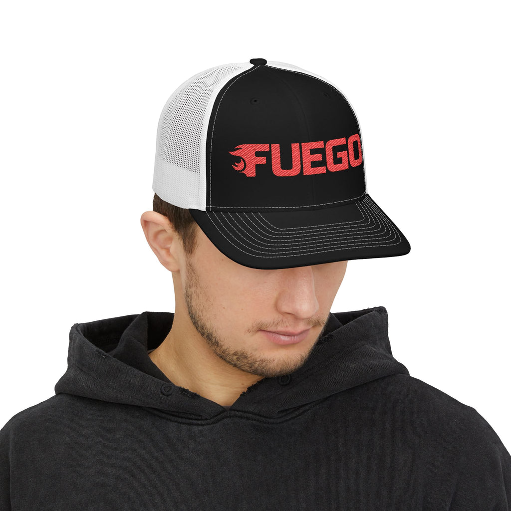 Fuego Orange Wordmark Trucker Cap — Snapback Hat