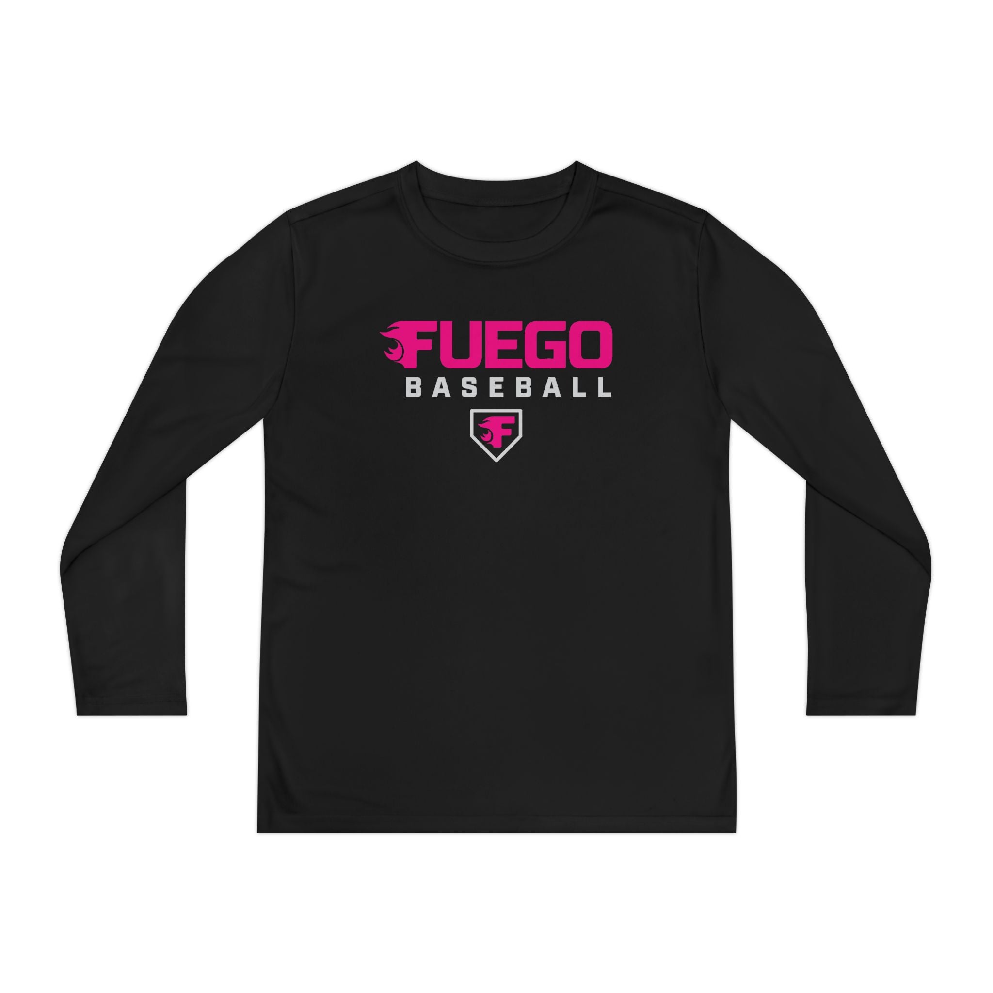 Youth: Think Pink - Fuego Baseball Logo - Long Sleeve Tech Tee