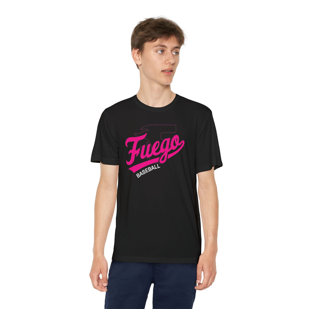 Youth: Think Pink - Fuego "Cursive" Logo - Performance Tee