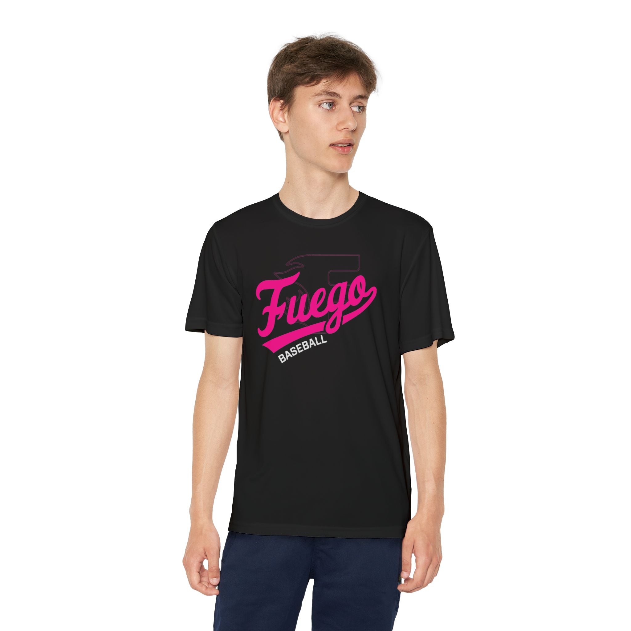 Youth: Think Pink - Fuego "Cursive" Logo - Performance Tee