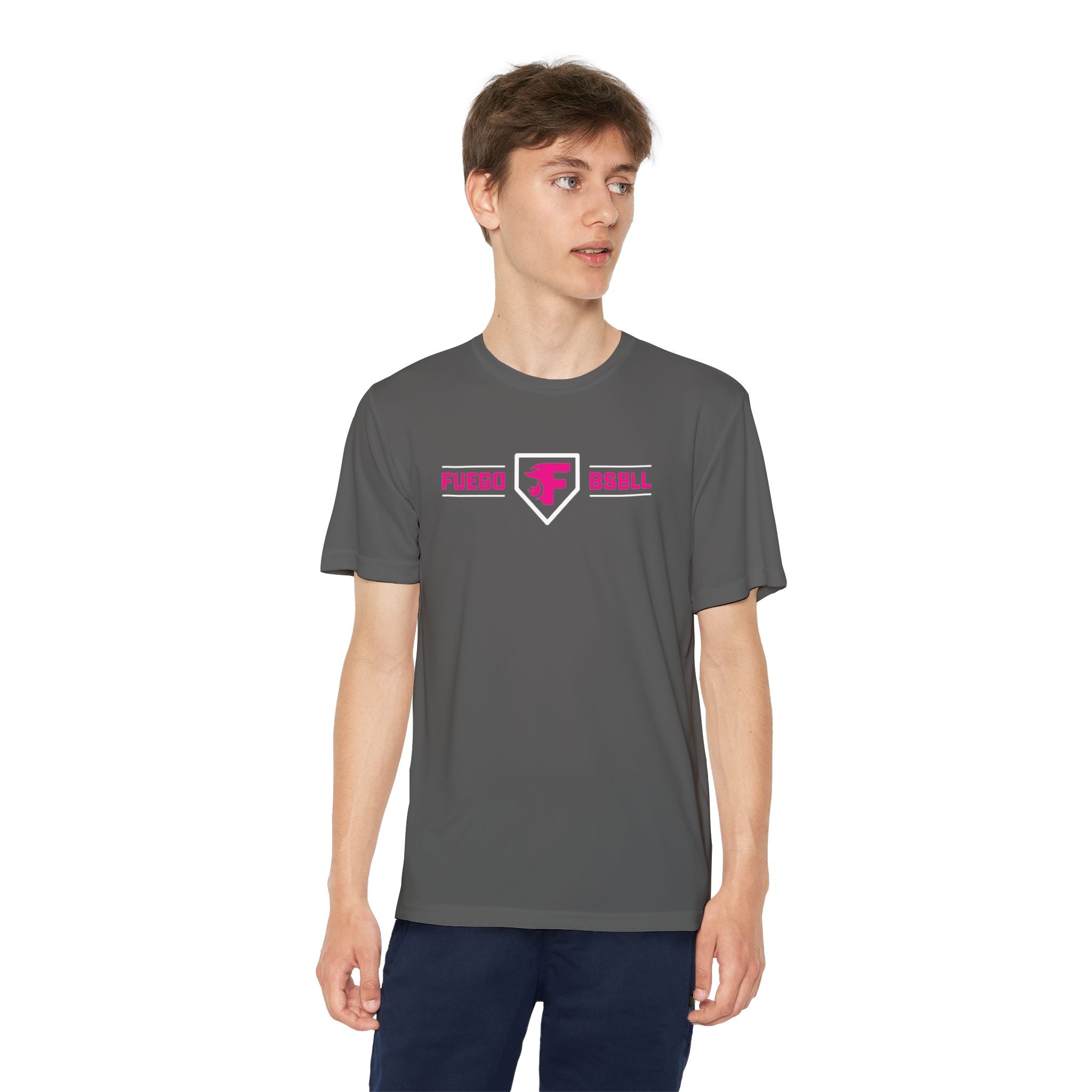 Youth: Think Pink - Fuego Baseball and Home Plate - Tech Tee