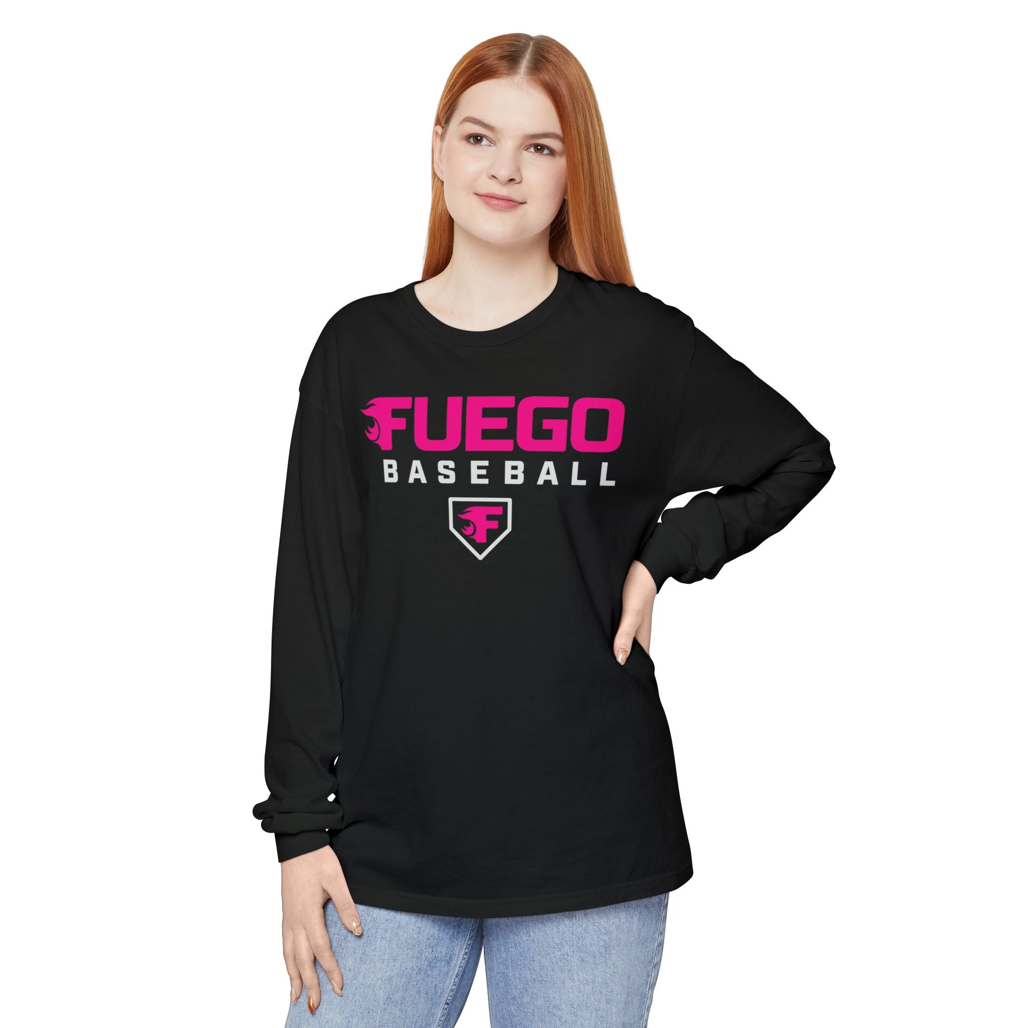 Adult: Think Pink Fuego Baseball Logo OG - Long Sleeve Tee